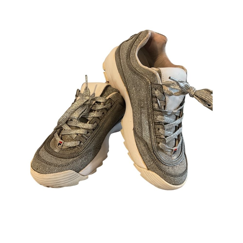 Women's FILA Silver Sparkly Tennis Shoes 7 1/2 Sneakers‎